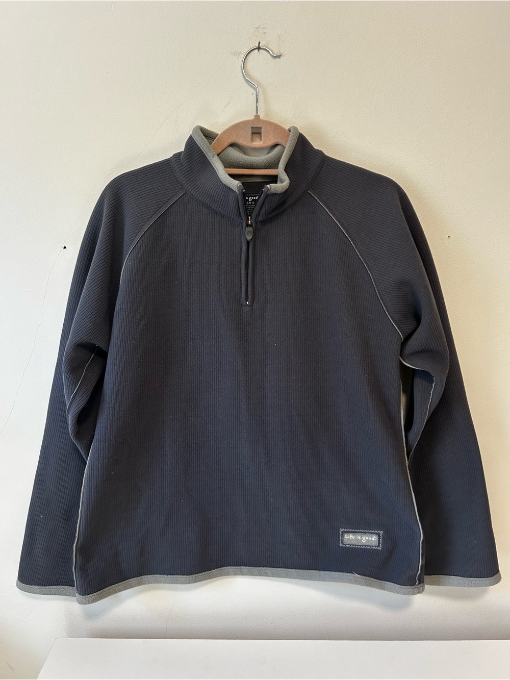 Life Is Good Women's Quarter-Zip Pullover - Charcoal with Light Gray Trim